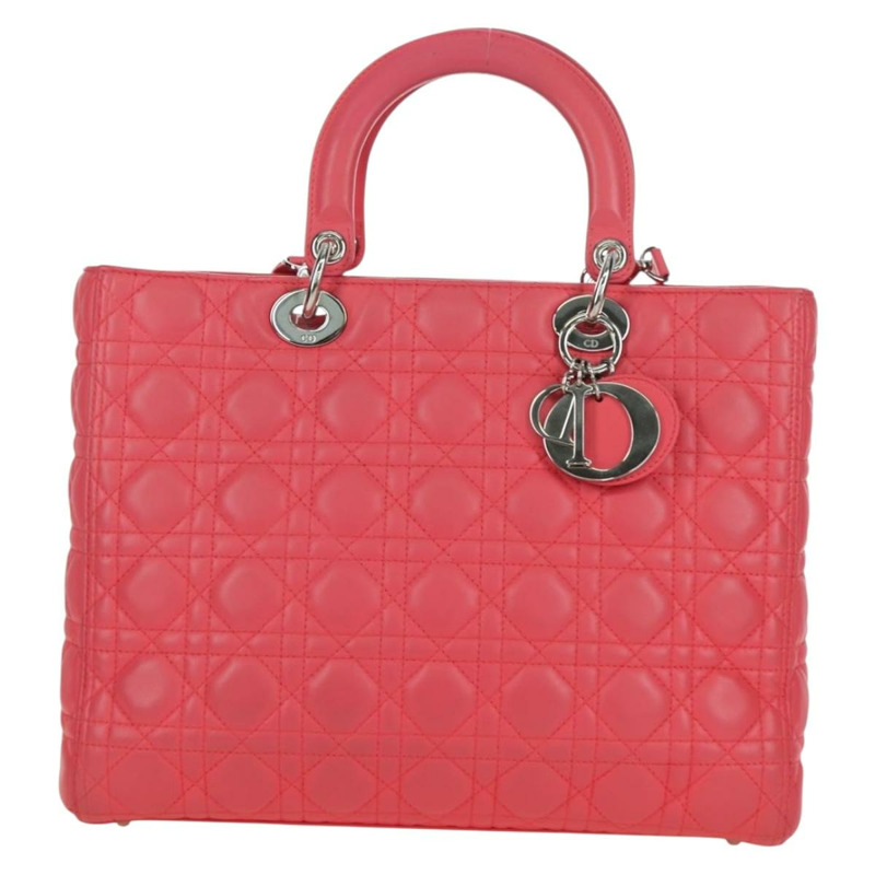 【日本直送】Christian Dior Canage Lady Dior 羊皮雙肩包，粉紅色/銀色，正品，貨號 174340SAV-12