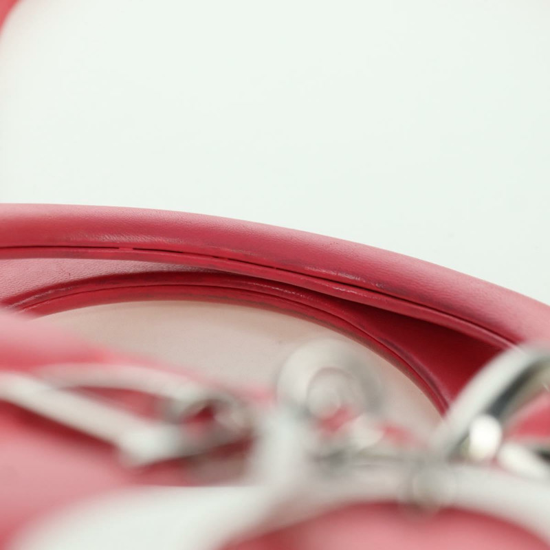 【日本直送】Christian Dior Canage Lady Dior 羊皮雙肩包，粉紅色/銀色，正品，貨號 174340SAV-14