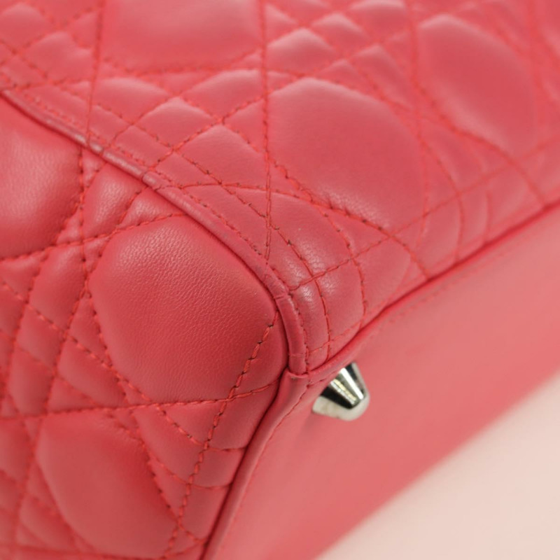 【日本直送】Christian Dior Canage Lady Dior 羊皮雙肩包，粉紅色/銀色，正品，貨號 174340SAV-18