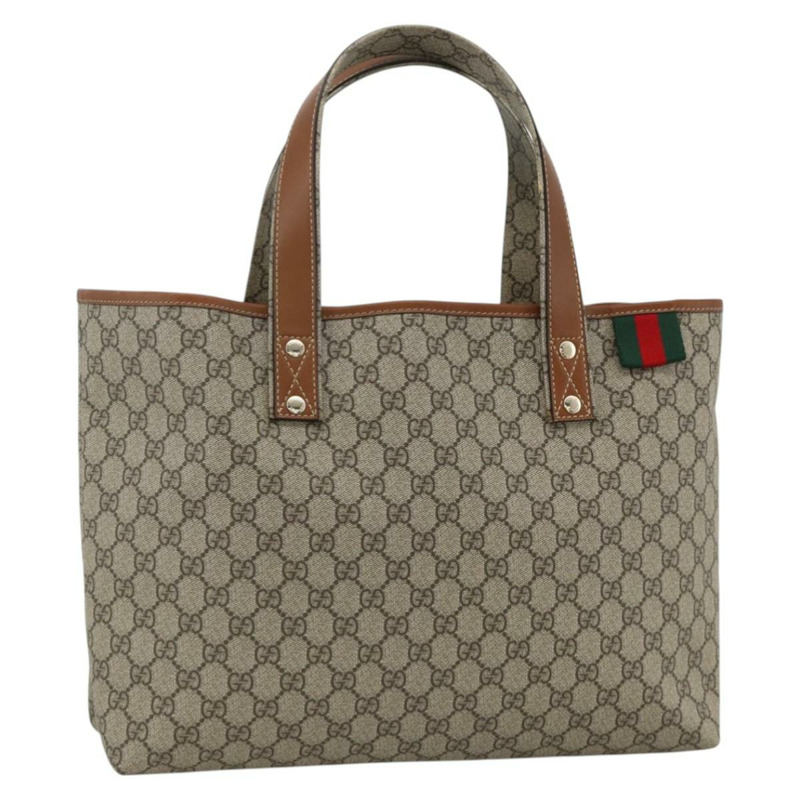 【日本直送】GUCCI GG Supreme Web Sherry Line 手提包 PVC 米色 金色 211134 正品 YKZ918A-0