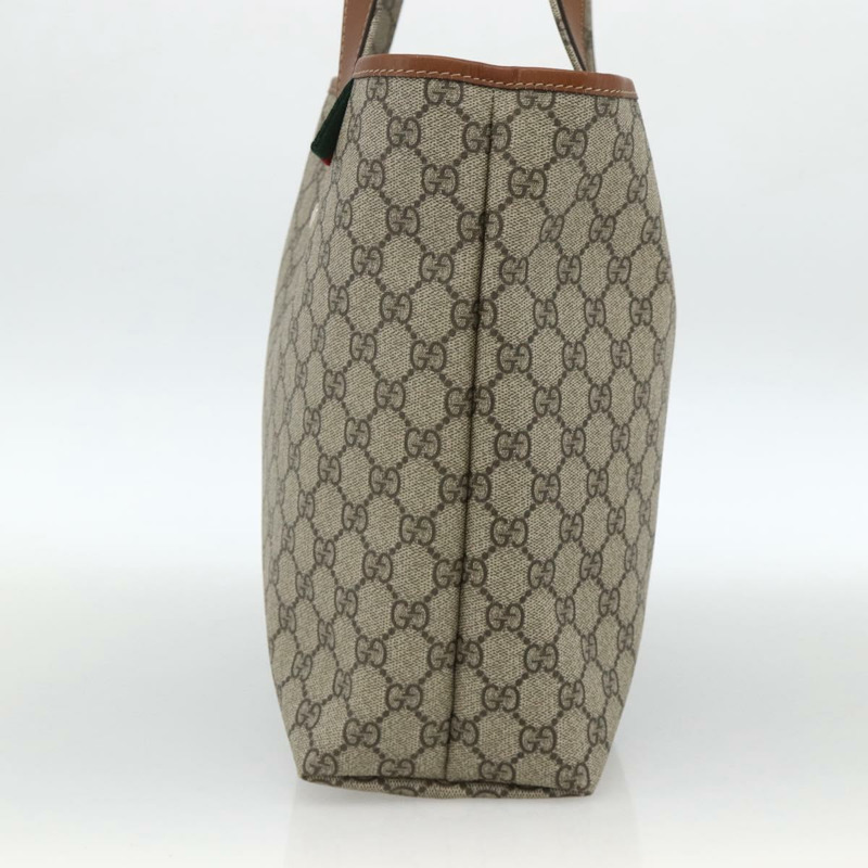 【日本直送】GUCCI GG Supreme Web Sherry Line 手提包 PVC 米色 金色 211134 正品 YKZ918A-3