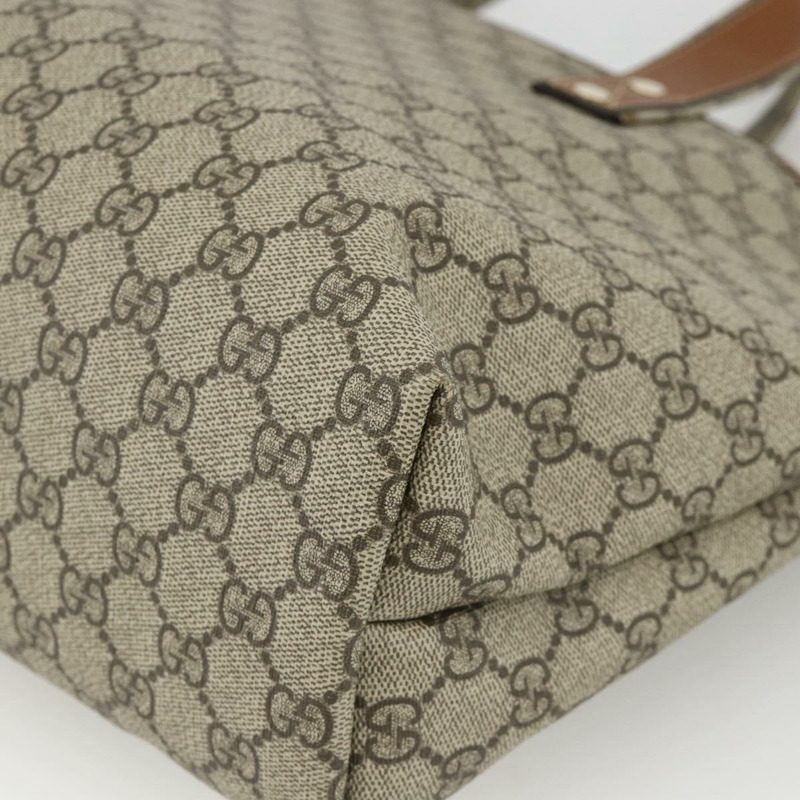 【日本直送】GUCCI GG Supreme Web Sherry Line 手提包 PVC 米色 金色 211134 正品 YKZ918A-15