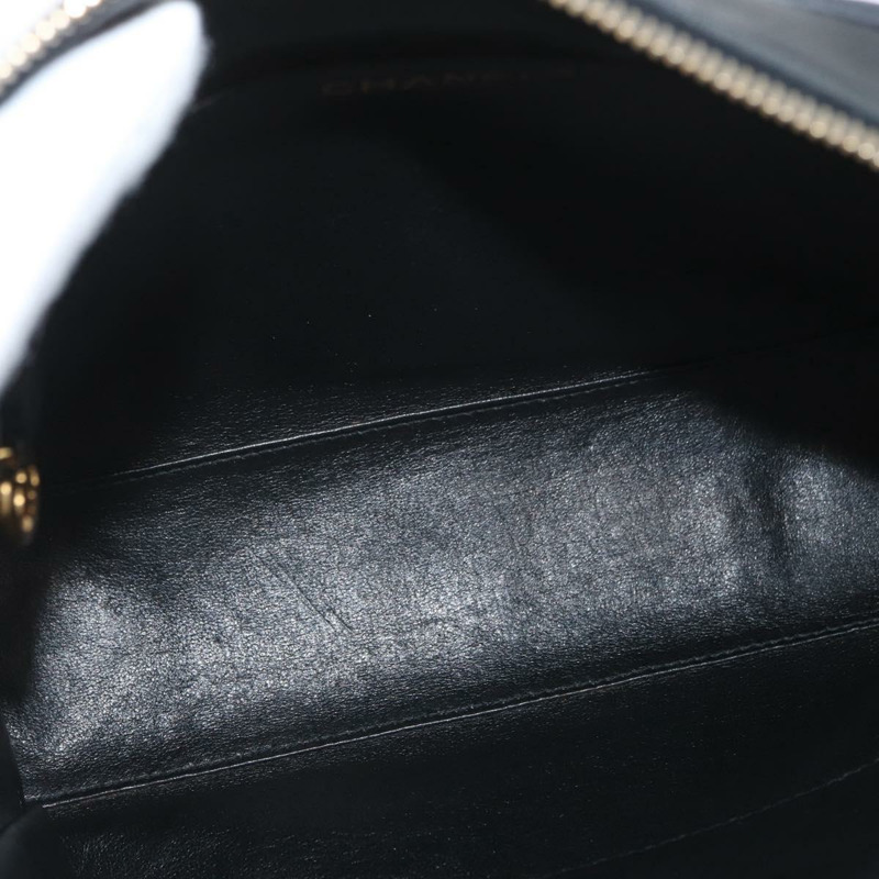 【日本直送】香奈兒羊皮黑色金色雙C標誌單背包 Auth 174360V-10