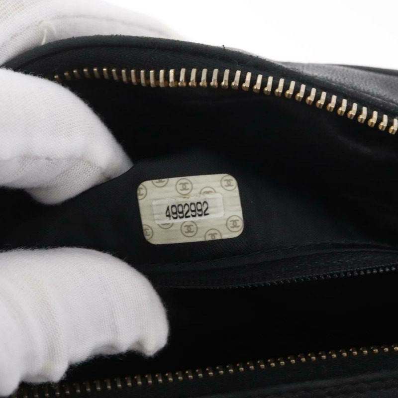 【日本直送】香奈兒羊皮黑色金色雙C標誌單背包 Auth 174360V-11