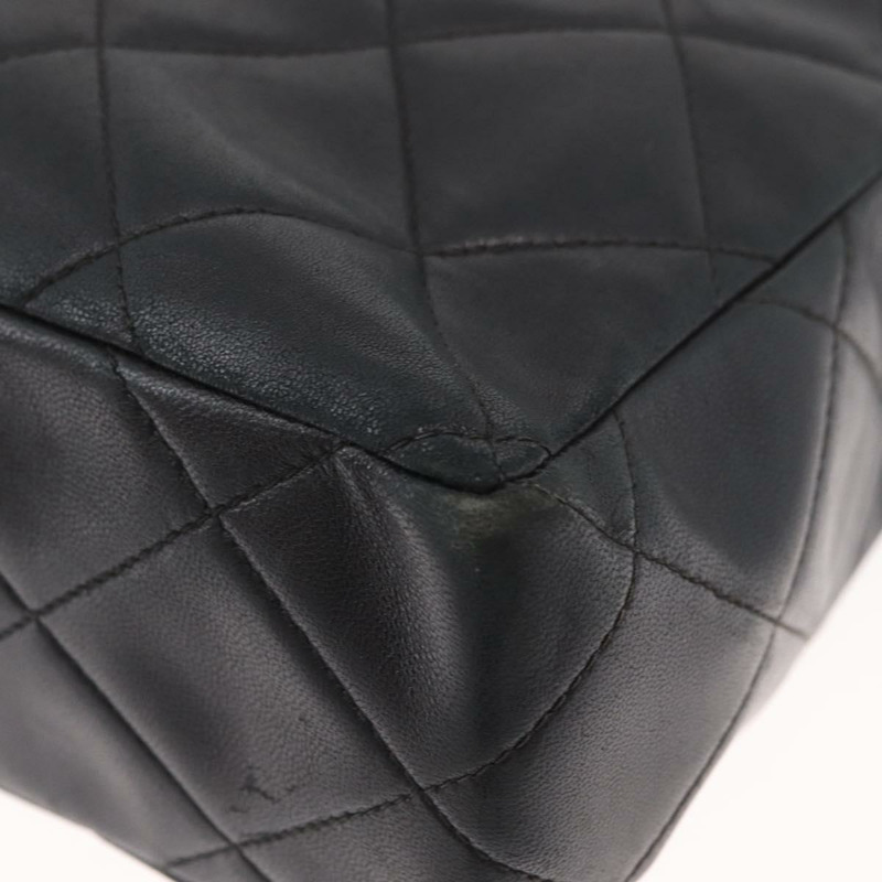 【日本直送】香奈兒羊皮黑色金色雙C標誌單背包 Auth 174360V-13