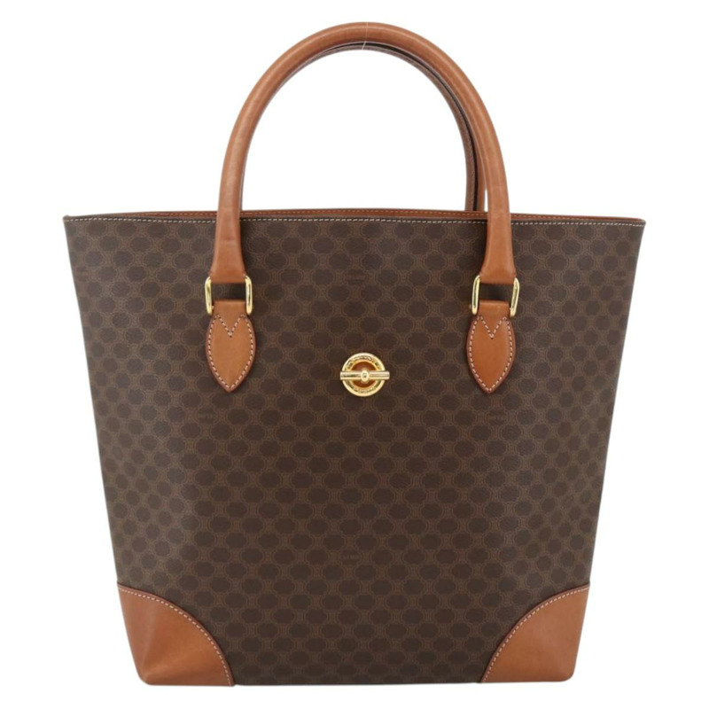 【日本直送】CELINE Macadam帆布圓形手袋 PVC皮革 棕色金色 正品 174350A-12