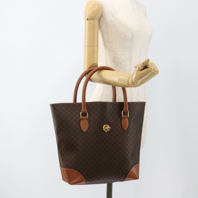 【日本直送】CELINE Macadam帆布圓形手袋 PVC皮革 棕色金色 正品 174350A-19