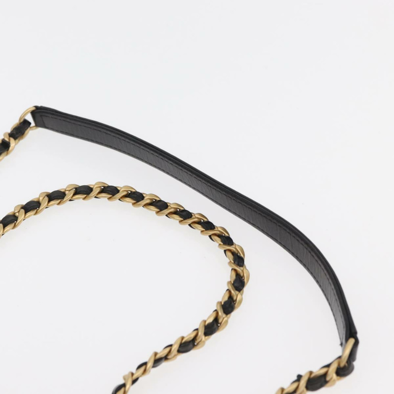 【日本直送】香奈兒山茶花鏈單肩背包，小牛皮材質，黑色，金色雙C標誌，正品編號BA11720SM-14