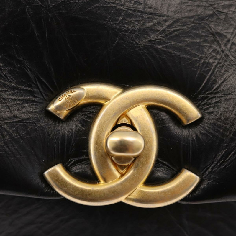 【日本直送】香奈兒山茶花鏈單肩背包，小牛皮材質，黑色，金色雙C標誌，正品編號BA11720SM-18