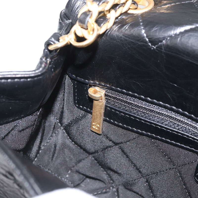 【日本直送】香奈兒山茶花鏈單肩背包，小牛皮材質，黑色，金色雙C標誌，正品編號BA11720SM-25