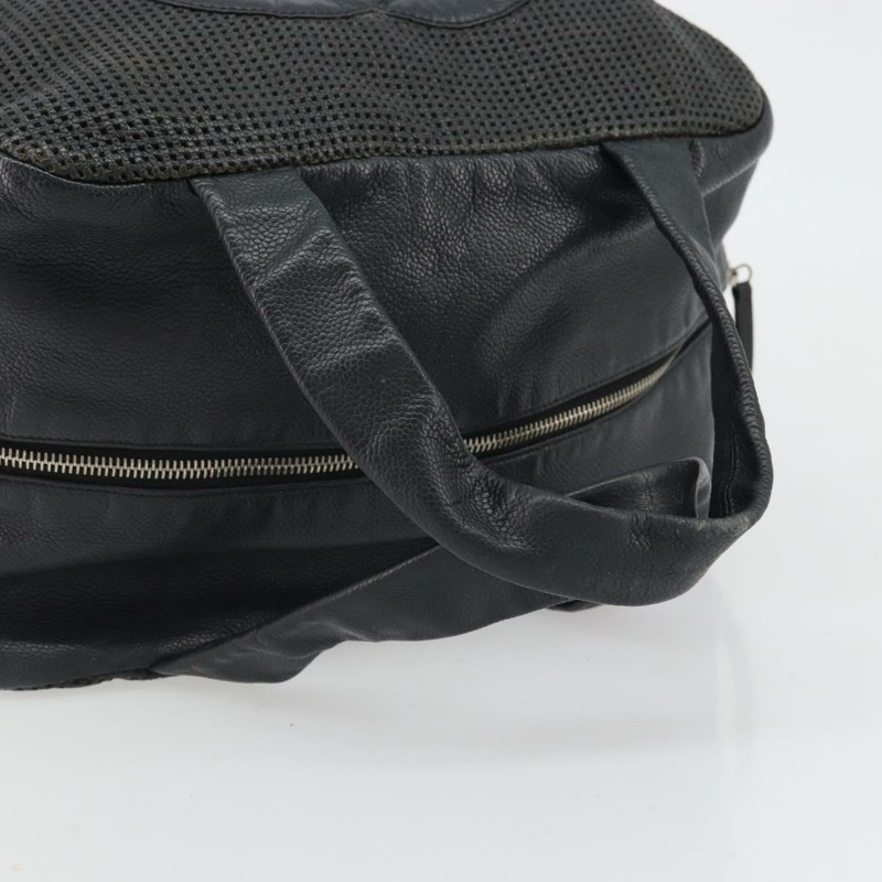 【日本直送】香奈兒 COCO 標誌手提包，黑色皮革，銀色雙C標誌，正品編號 174374A-6