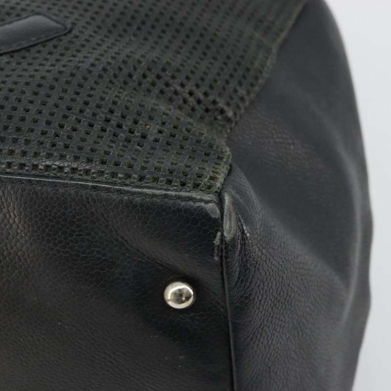 【日本直送】香奈兒 COCO 標誌手提包，黑色皮革，銀色雙C標誌，正品編號 174374A-13