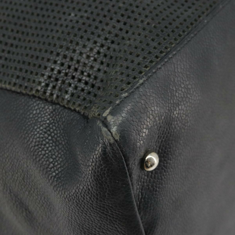 【日本直送】香奈兒 COCO 標誌手提包，黑色皮革，銀色雙C標誌，正品編號 174374A-14