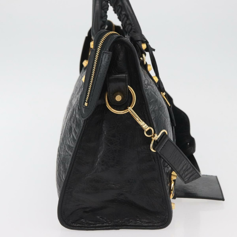【日本直送】BALENCIAGA Giant City Bag 皮革 2way 金/黑 281770 Auth yk20208SAM-3