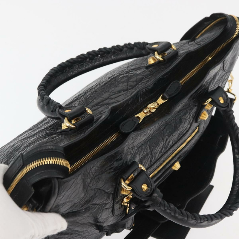 【日本直送】BALENCIAGA Giant City Bag 皮革 2way 金/黑 281770 Auth yk20208SAM-5