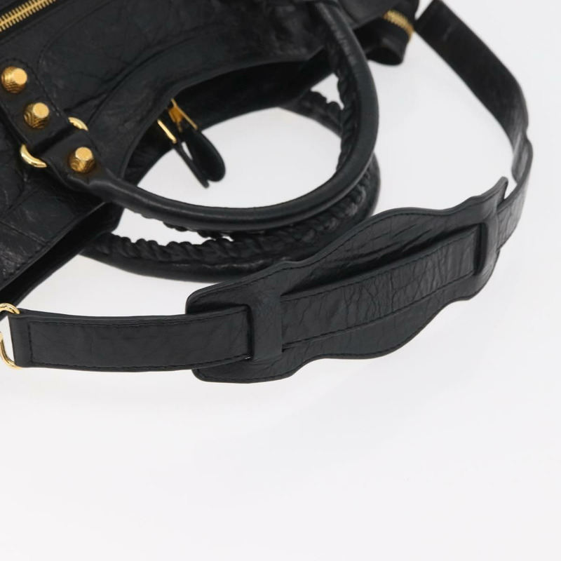 【日本直送】BALENCIAGA Giant City Bag 皮革 2way 金/黑 281770 Auth yk20208SAM-8