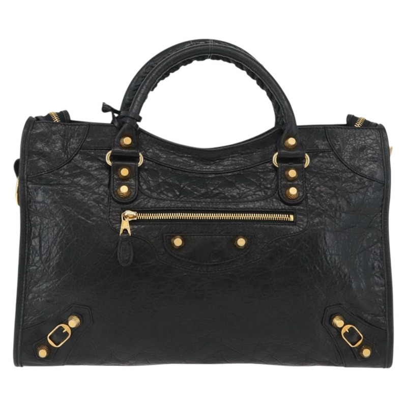 【日本直送】BALENCIAGA Giant City Bag 皮革 2way 金/黑 281770 Auth yk20208SAM-12