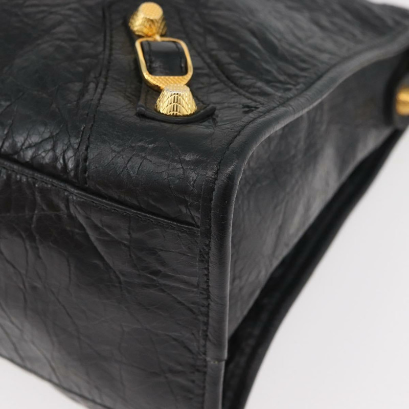 【日本直送】BALENCIAGA Giant City Bag 皮革 2way 金/黑 281770 Auth yk20208SAM-14