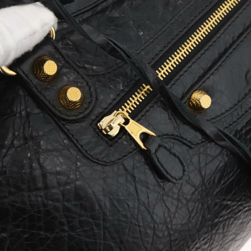 【日本直送】BALENCIAGA Giant City Bag 皮革 2way 金/黑 281770 Auth yk20208SAM-20