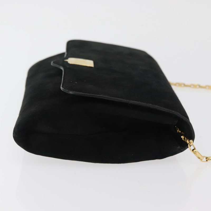 【日本直送】CELINE Macadam 鏈條單肩包 麂皮 黑色 金色 正品 INZ025A-2