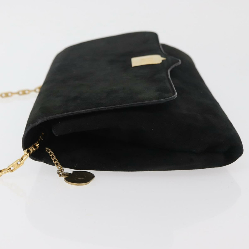 【日本直送】CELINE Macadam 鏈條單肩包 麂皮 黑色 金色 正品 INZ025A-3