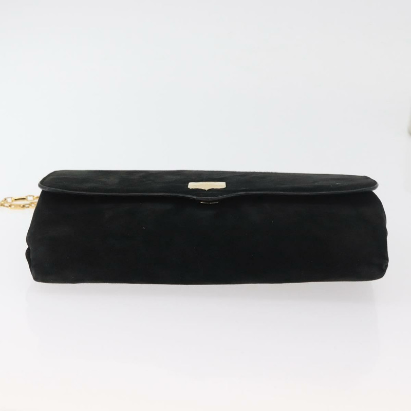 【日本直送】CELINE Macadam 鏈條單肩包 麂皮 黑色 金色 正品 INZ025A-4