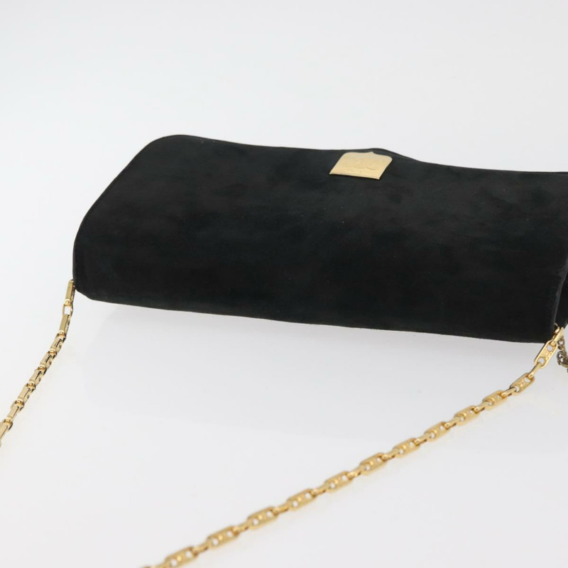 【日本直送】CELINE Macadam 鏈條單肩包 麂皮 黑色 金色 正品 INZ025A-5