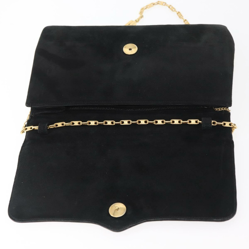 【日本直送】CELINE Macadam 鏈條單肩包 麂皮 黑色 金色 正品 INZ025A-9