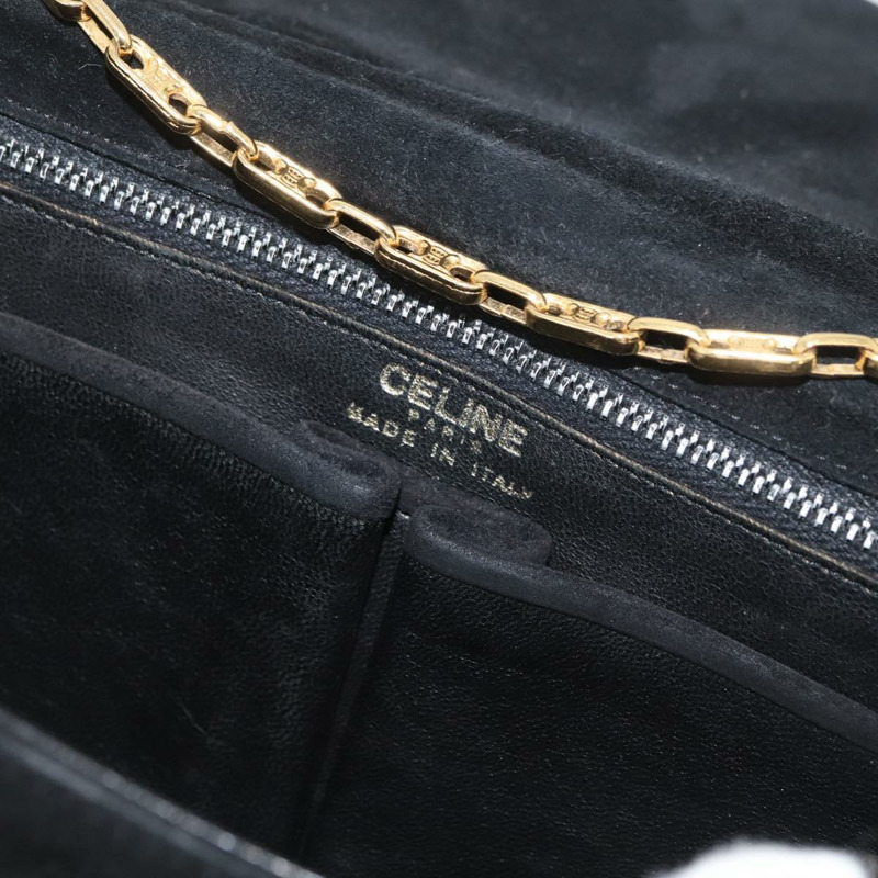 【日本直送】CELINE Macadam 鏈條單肩包 麂皮 黑色 金色 正品 INZ025A-17