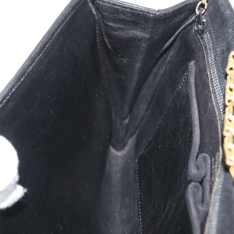 【日本直送】CELINE Macadam 鏈條單肩包 麂皮 黑色 金色 正品 INZ025A-18