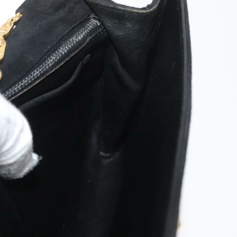 【日本直送】CELINE Macadam 鏈條單肩包 麂皮 黑色 金色 正品 INZ025A-19