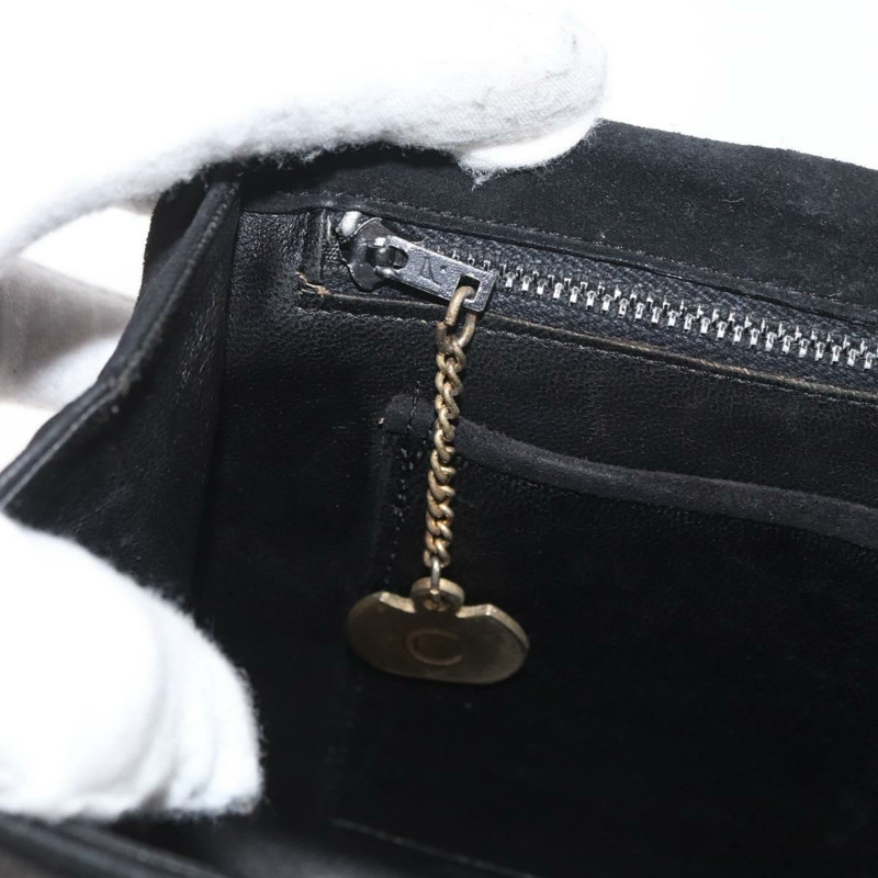 【日本直送】CELINE Macadam 鏈條單肩包 麂皮 黑色 金色 正品 INZ025A-20