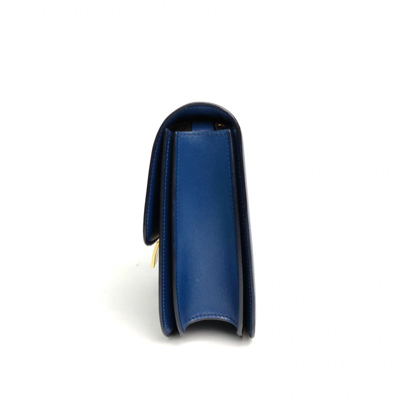 CELINE ClassicBox中號藍色牛皮金扣肩背包-1