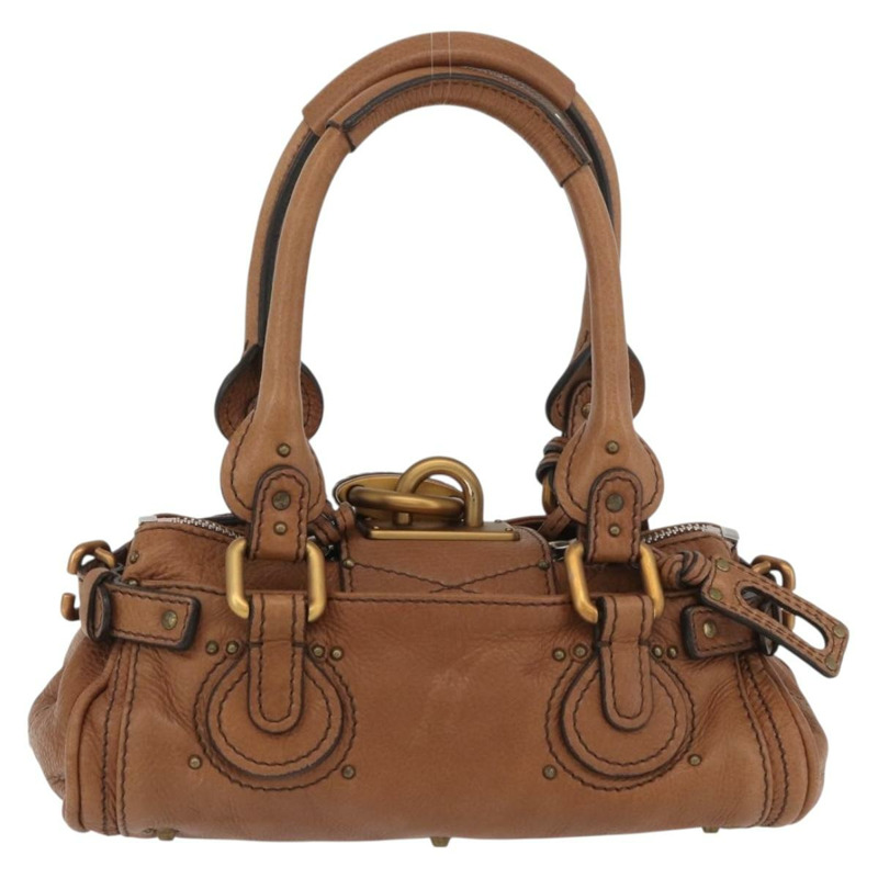 【日本直送】Chloe Paddington 迷你手提包，棕色、銀色、金色皮革，正品 am11269SAV-1