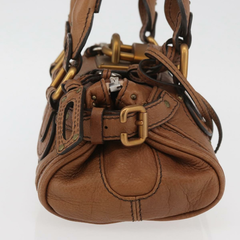 【日本直送】Chloe Paddington 迷你手提包，棕色、銀色、金色皮革，正品 am11269SAV-3