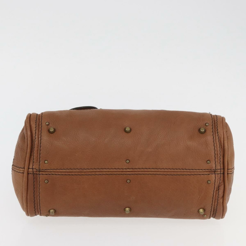 【日本直送】Chloe Paddington 迷你手提包，棕色、銀色、金色皮革，正品 am11269SAV-4