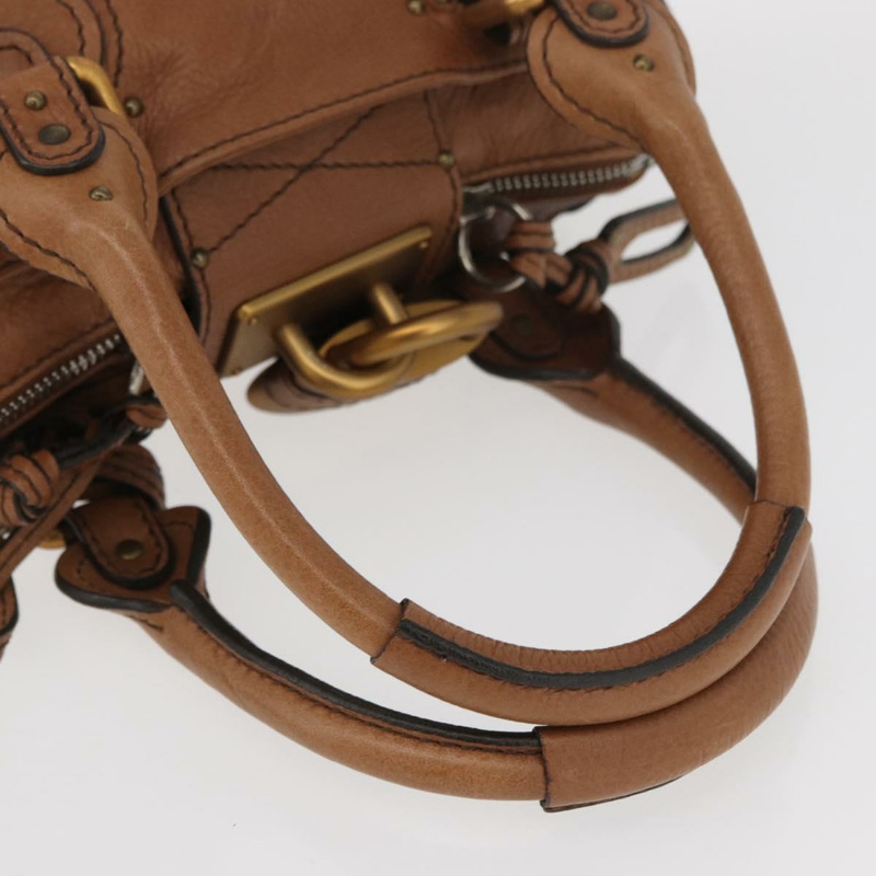 【日本直送】Chloe Paddington 迷你手提包，棕色、銀色、金色皮革，正品 am11269SAV-6