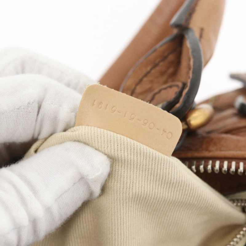 【日本直送】Chloe Paddington 迷你手提包，棕色、銀色、金色皮革，正品 am11269SAV-10