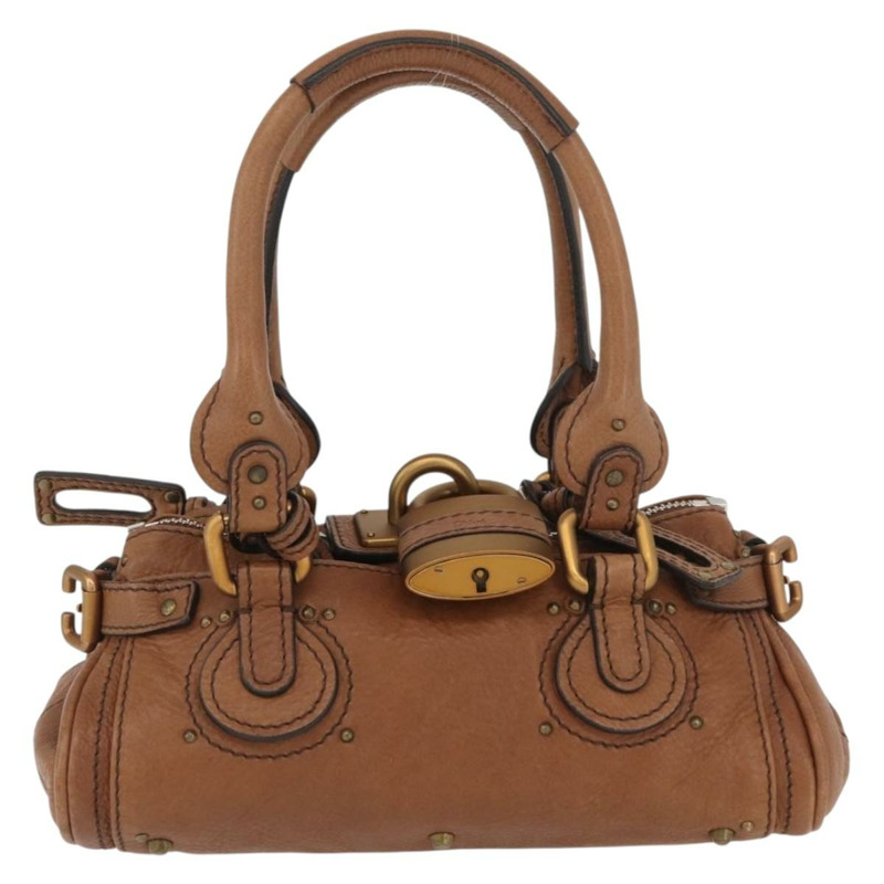 【日本直送】Chloe Paddington 迷你手提包，棕色、銀色、金色皮革，正品 am11269SAV-12