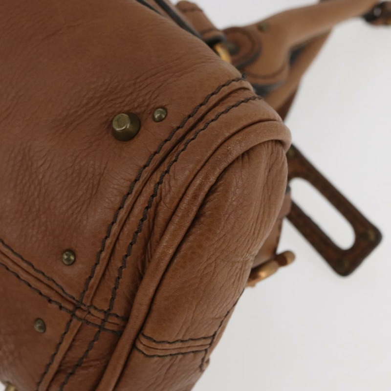 【日本直送】Chloe Paddington 迷你手提包，棕色、銀色、金色皮革，正品 am11269SAV-15