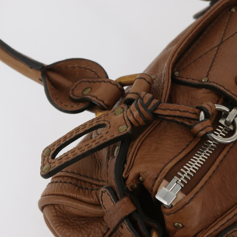 【日本直送】Chloe Paddington 迷你手提包，棕色、銀色、金色皮革，正品 am11269SAV-18