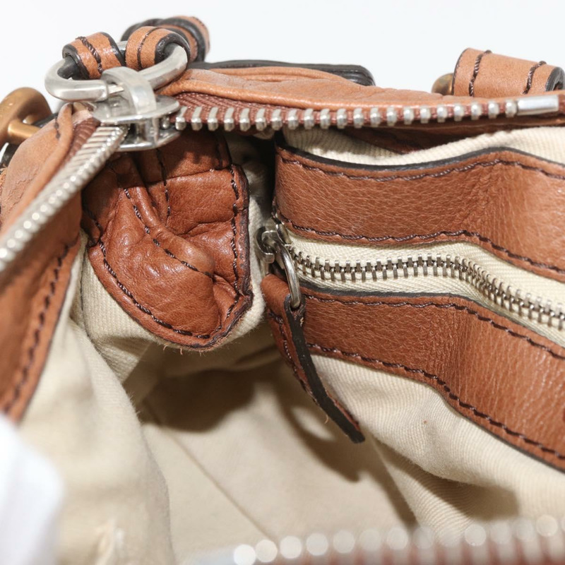 【日本直送】Chloe Paddington 迷你手提包，棕色、銀色、金色皮革，正品 am11269SAV-24