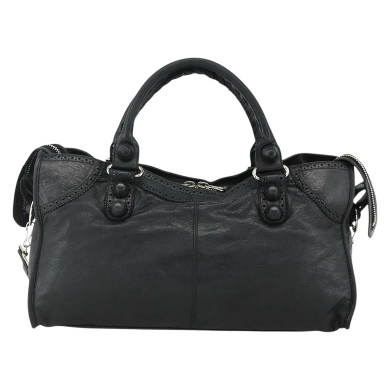 【日本直送】BALENCIAGA Giant City 手提包 皮革 2way 銀黑 235805 Auth am11276SAV-1