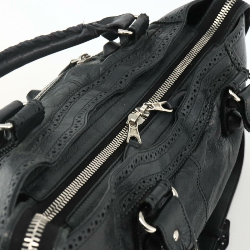 【日本直送】BALENCIAGA Giant City 手提包 皮革 2way 銀黑 235805 Auth am11276SAV-5