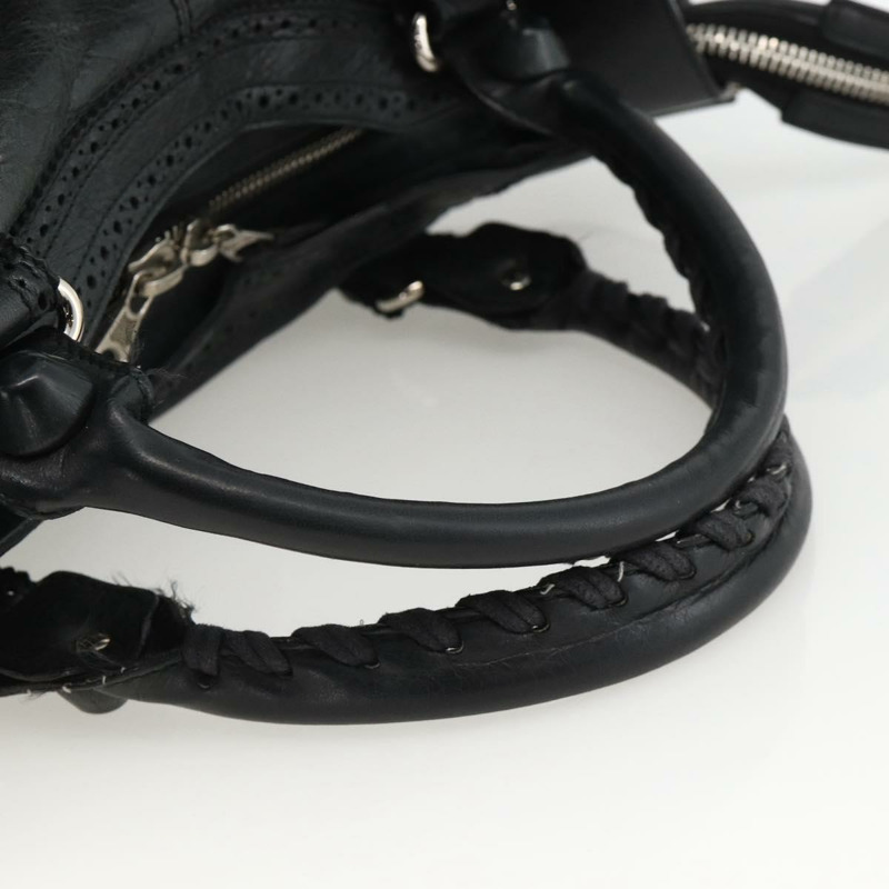 【日本直送】BALENCIAGA Giant City 手提包 皮革 2way 銀黑 235805 Auth am11276SAV-6