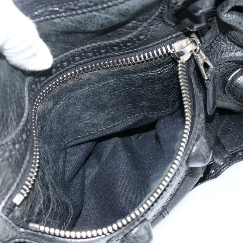 【日本直送】BALENCIAGA Giant City 手提包 皮革 2way 銀黑 235805 Auth am11276SAV-23