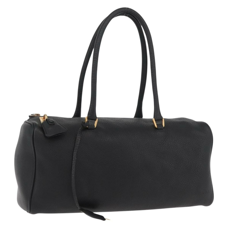 【日本直送】PRADA 手提包 皮革 黑色 金色 BR0090 正品 am11281V-0