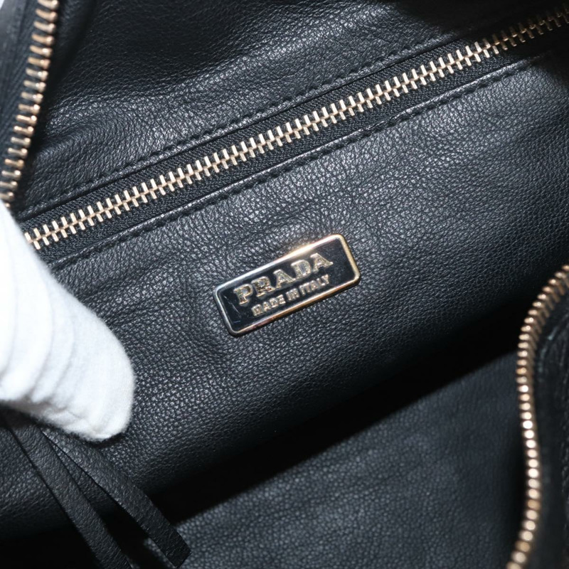 【日本直送】PRADA 手提包 皮革 黑色 金色 BR0090 正品 am11281V-17