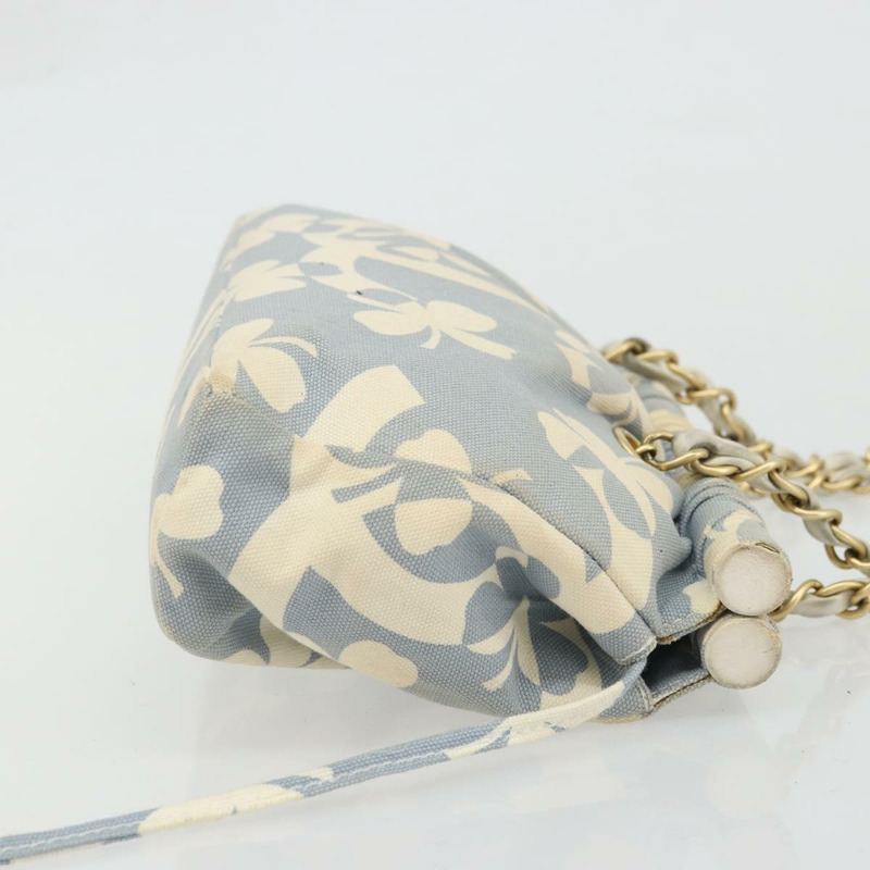 【日本直送】香奈兒 COCO 標誌鏈條單背包帆布淺藍色金色 CC 正品 YKZ826A-2