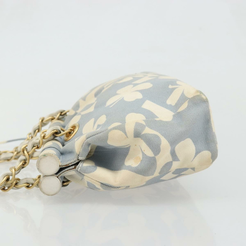 【日本直送】香奈兒 COCO 標誌鏈條單背包帆布淺藍色金色 CC 正品 YKZ826A-3